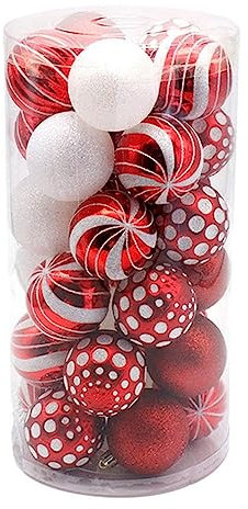 INEOUT Weihnachtsbaumkugel Ornament Set rot, 30 Stück Weihnachtsbaumkugel Ornamente Bulk Weihnachtsbaumball Set Dekoration