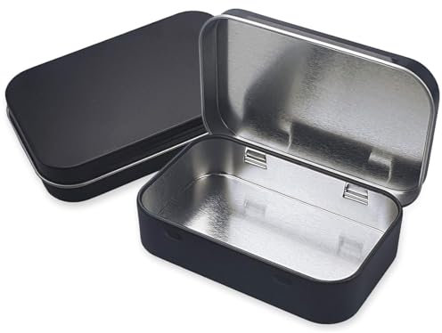 JTKREW 2 scatole di Latta, Mini Scatola di Metallo, Contenitore con Coperchio, Pratica Scatola di Latta, Adatta per Caramelle, Chiavi (Nero)