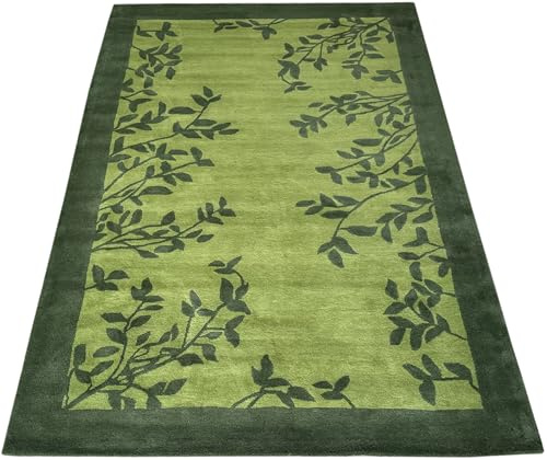 WAWA TEPPICH Orientteppich Grün 200 x 300 cm Wolle handgefertigt WT4 | Stilvoller Wohnakzent mit natürliche Haptik und wohnlicher Charakter – vielseitig und harmonisch kombinierbar
