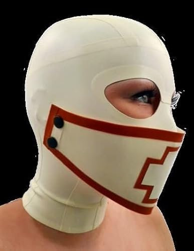 YXYjLb SM Latex Maske Erotik BDSM Bondage Maske Halloween Cosplay Party Maske Gummimaske Sex Maske Extrem Fetisch Sexspielzeug Für Männer Frauen (Color : Weiß, Size : S)