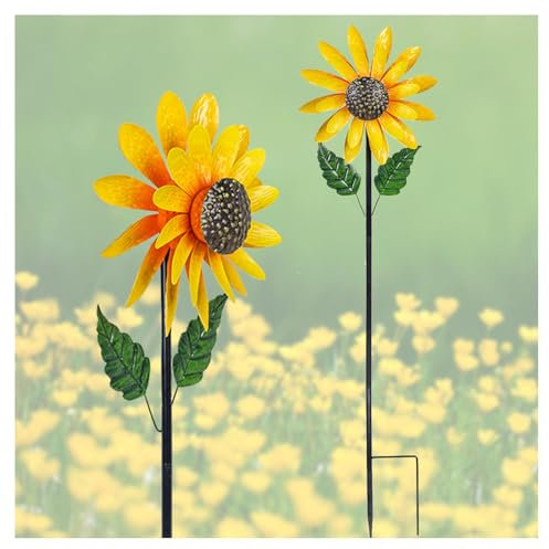 LHCXKJGS Tournesol Vent Spinner, avec Tige De Support Moulin À Vent De Tournesol Jardin Moulin À Vent Déco pour Le Jardin, Pelouse Ou La Terrasse