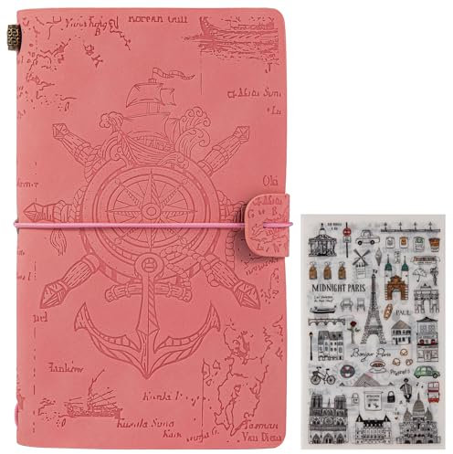 MGGAO Leder Seemanns-Tagebuch-Vintage-Reise-Notizbuch für Frauen Männer-Refillable Reisetagebuch mit leeren & linierten Seiten, Geschenke für Mädchen & Jungen Kinder-A6