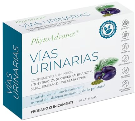 PhytoAdvance ® VÍAS URINARIAS | SALUD PROSTÁTICA | HOMBRES | Contribuye al funcionamiento normal del sistema urinario y de la próstata | Complemento Alimenticio | 30 Cápsulas