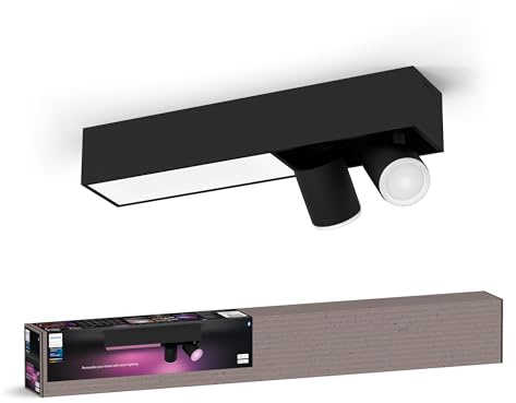 Philips Hue White & Color Ambiance Centris 2er Spot, dimmbar, 16 Mio. Farben, steuerbar via App, kompatibel mit Amazon Alexa, schwarz, neue Generation