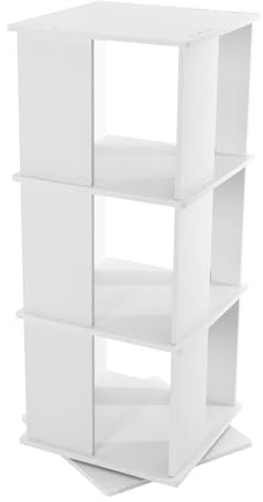 Alnemy 3-stöckiges drehbares Bücherregal - Modernes, stapelbares Quadratisches Bücherregal-Organizer - Aufbewahrung für das Home Office (Weiß)