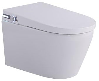 MEJE # T010Q - Intelligent Wall-Hung Toilet,One-Piece Smart Toilet,Heated Seat, Auto Flush,Nightlight, Integrated Water Tank, White (Include in-Wall Carrier)