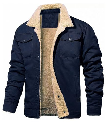 Herren Fleece Winterjacke Outdoor Cargo Fliegerjacke Militär Winterparka Winddichte Freizeitjacke Stehkragen Warme Gefütterte Jacken mit 5 Taschen