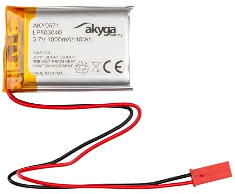 Batterie au Lithium polymère 3,7 V 1000 mAh LP803040 AKYGA AKY0571 Li-Po PCM JST 2 Broches Connecteur 2,54 15 cm