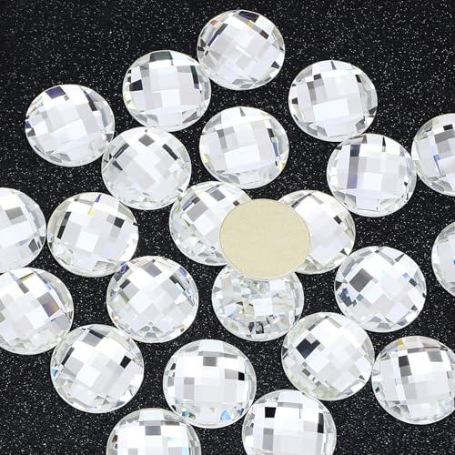 DONGZHOU 24 STÜCKE Flache Rückseite Kristall, 16MM Großer Strass Glas Runde Edelstein für Kleidung Tasche Schuhe Brautkleid Dekorationen DIY Handwerk Zubehör
