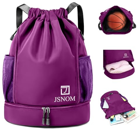JSNOM Zaino Mare Sacca Sportiva: Zaino Casual Palestra Spiaggia Impermeabile per Viaggio Yoga Escursionismo Nuoto Allenamento Scuola con Coulisse per Uomo Donna (Nero) (Viola)