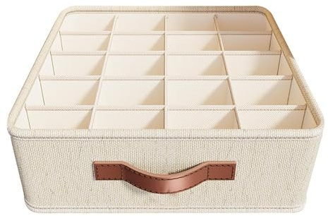 Generico Organizzatore per Cassetto della Biancheria Intima,Contenitore per Calze per la Casa | Scatola Organizzatrice Lavabile in Lavatrice con 20 Scomparti per Armadio, Soggiorno e Cameretta