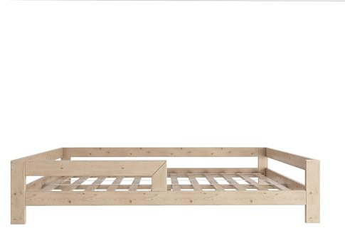 Need Sleep Montessori Bett Kinder Kinderbett 120x200 cm mit Rausfallschutz und Lattenrost Juniorbett Kleinkind Klienkindbett ab 2 Jahre niedrig für Mädchen und Jungen aus Holz