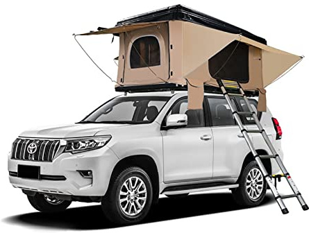 Tienda de campaña de techo para camión, SUV, camping, con escalera y luz solar, impermeable y transpirable, gran espacio, tienda de campaña de viaje al aire libre para 3-4 personas