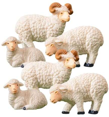 Sosoport 6pièces Figurines Miniatures Moutons Résine Décor Mini Jardin Et Paysage Modèles Délicats Et Solides pour Miniature Ornements pour Plantes Et Bonsaï