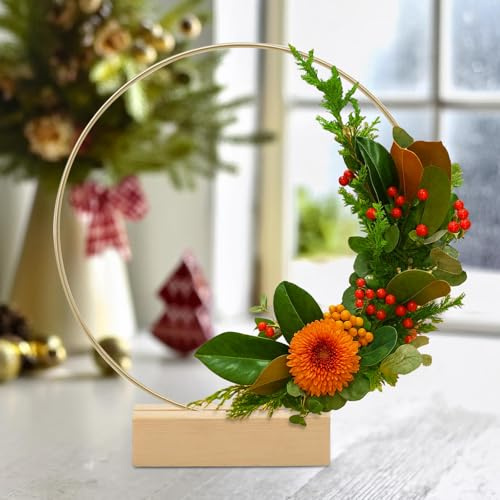 8PCS Aros Metalicos Manualidades Diametro 20cm Anello in Metallo Dorato con Piedino Ghirlanda Sospesa con Supporto Anelli in Metallo Dorati per Fai da Te Ghirlanda di Nozze e Lavori Artigianali