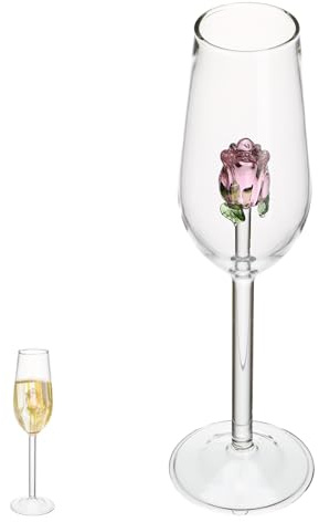 Copa de Cristal Rosa Elegante de Vino Tinto para Restaurante y Oficina | Vidrio Estable Base Antideslizante, Estilo Europeo y Decorativo, para Amigos y Familias