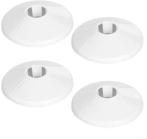 Gdfnmogo Heizkörperrohrabdeckungen, 15 mm, Kunststoff-Rohrmanschetten, hitzebeständig, Schnapp-Design, für Wasser-Gas, Heizkörperrohre, Heimdekoration, Chrom (4 Stück, weiß)