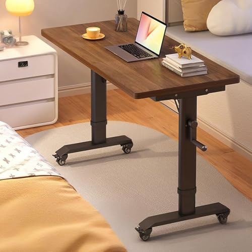 Nachttisch, Betttisch Auf Rollen, Höhenverstellbarer Laptoptisch, Robuster, Schwenkbarer Laptoptisch In Medizinischer Qualität Für Heimgebrauch(Brown,100cm/39.3in)