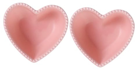 TOYANDONA 2Pcs Heart Shaped Dessert Bowls with Anti-Skid Base Small Baking and Steaming Containers for Pudding Fruit Salad and Kitchen Use Pink