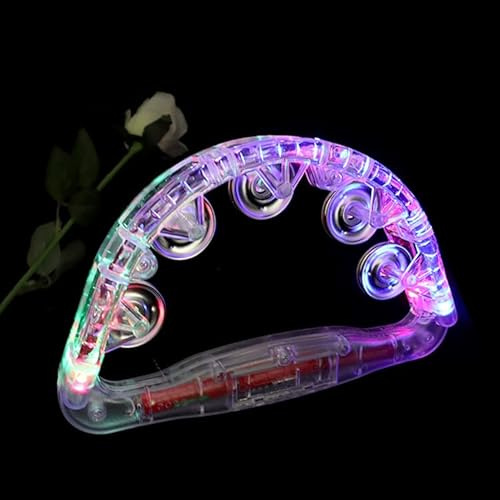 CFTGIW 2PCS LED-Musical-Tamburin, Blinkende Tamburine, Handschlaginstrument, Nacht, Mehrere LEDs für Clubs, Perfekt Leuchtende Handglocken, Veranstaltungen, Partys und LED-Musical (Wie gezeigt)