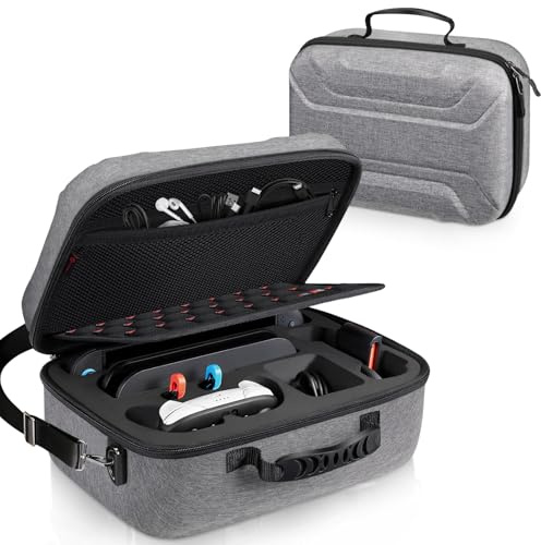 FINTIE Custodia per Nintendo Switch 2 (2025), Custodia Rigida Protettiva da Viaggio con 23 Slot per Schede di Gioco e 2 Slot per Schede Micro SD, per Console, Dock, Controller, (Grigio)