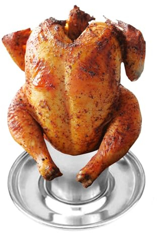 Asador de pollo vertical - Rejilla para pollo con lata de cerveza de acero inoxidable de 4,72 pulgadas | Soporte vertical para | Accesorio para barbacoa para horno, parrilla, ahumador y lavavajil