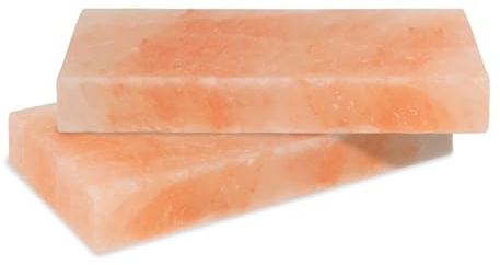 Jaxguom 2x Pack L Salzstein zum Grillen, 20x10x2,5cm Salz Grillsteine, Wiederverwendbar Salzgrillstein, Original Kristallsalz aus dem Vorgebirge, Salzplatte zum Grillen für BBQ