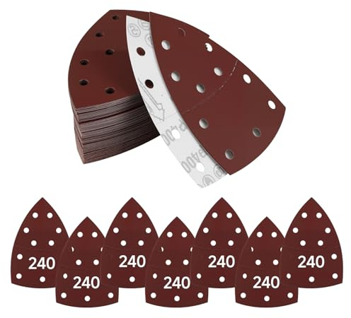 20 pcs Sanding Pads Kit for Mouse Sander, 240 Grit Hook and Loop Sandpaper for Electric Sander, Triangle & Palm Sander Pads, Multi Tool Sanding Sheets for Detail Sander