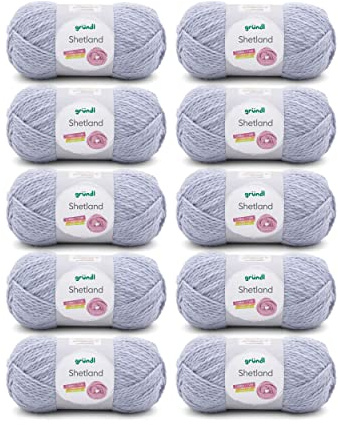 Gründl Laine Shetland - Laine épaisse pour crochet et tricot - Laine d’hiver - Douce et chaude - 80% polyacrylique, 20% laine - 10 pelotes 100 g / 170 m - Aiguilles n° 7-8 - bleu jean