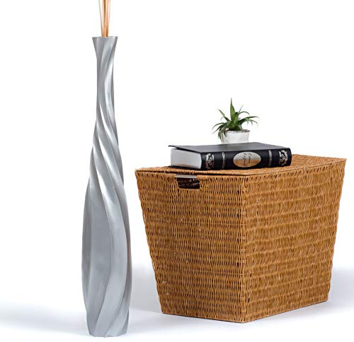 Leewadee Große Bodenvase 65 cm Mangoholz für Pampasgras & Trockenblumen