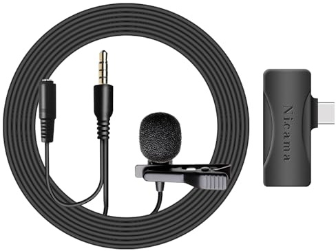 Nicama USB C Lavalier Ansteckmikrofon mit Kopfhörer Monitoring Input, LVM4 Typ C Anstecken Mikrofon für Apple iPhone 15 16, iPad, Android Smartphones/Tablets