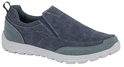 Mens Canvas Casual Shoes Slip On Lightweight Memory Foam Twin Gusset Trainers Size - Blue - UK 7