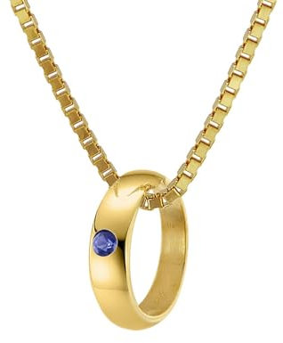 trendor Taufring mit Saphir Gold 585 an goldplattierter Kette 40/38 cm zauberhafter Taufschmuck für Mädchen, Jungen oder Mütter, Geschenkidee zur Taufe 75122