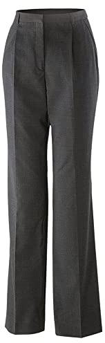 EXNER Pantalones de traje, pantalones de tela, pantalones de cadera, pantalones de disfraces, con pliegues en la cintura, para mujer, para oficina, oficina, trabajo, color negro, gris o azul,