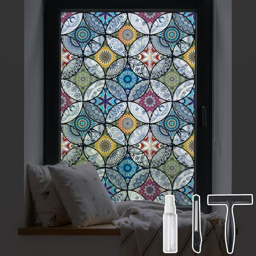 DKTIE Frosted Window Film with Installation Tools Privacy Window Film Frosted Window Sticker Static Cling Film Decorative Window Cling for Home Office UV Protection 35.4 x 78.7 Inch