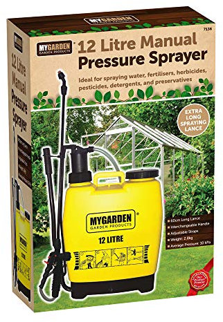 My Garden Knapsack Sprayer 12L with Adjustable Nozzles – Garden Manual Pressure Sprayer with Long Lance 10kPa Pressure Sprayer for Gardens, Safety Lock, Patio Sprayers