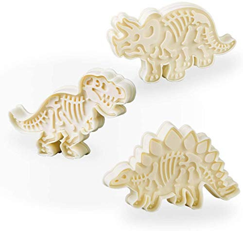 mciskin Dinosaurier Ausstechformen Set - 6 Stücke Acryl Ausstecher mit Stempel für Kuchen Backen und Fondant - Dinosaurier Form Backformen Set für Plätzchen - Keksstempel für Kinder