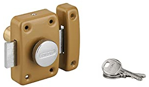THIRARD Verrou à Bouton et Cylindre Acier Cylindre 45 mm Verni | verrou à bouton et cylindre, cylindre 45 mm, acier, finition verni, 3 clés, porte d'intérieur, bronze