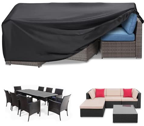 RICHIE Garden Furniture Cover Waterproof Heavy Duty 420D Oxford Fabric 170x95x71cm Rectangular Garden Table Covers Patio Table Cover Waterproof Anti-UV Furniture Covers for Furniture Sets