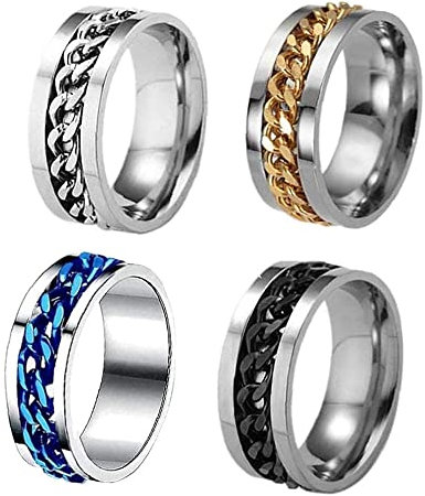 4 Pezzi Apribottiglie da Birra，Apribottiglie ad Anello Anelli per Catene Portatili Cavatappi per Uomini Accessori da Bar