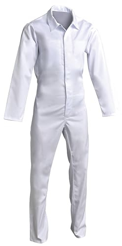 Combinaison agroalimentaire blanche et médicale homme manches longues en polyester/coton épais et résistant. (L)