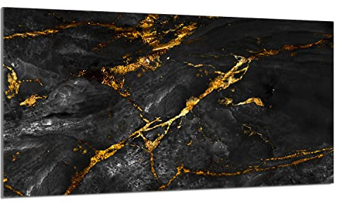 Herdabdeckplatte 90x52 cm Ceranfeldabdeckung Marmor Golden