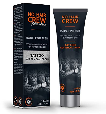 NO HAIR CREW Tattoo Edition – Enthaarungsscreme für tätowierter Haut, Haarentfernung in 4-8 Minuten, 150 ml