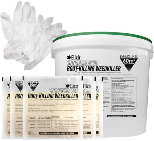 Elixir Gardens 10 x 100ml 72 g/l Glyphosate Sachet Tub | Deep Root-Killing Weed Killer | Super Strength Concentrated Industrial/Commercial Herbicide & Weedkiller | Treats 66 sq. meters per sachet