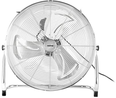 GEEPAS 20 Inch Floor Standing Cooling Fan with 3 Speed, Tilt Function - Chrome Gym Electric Portable Cooling Fan, 3 Blades for Powerful Air Circulation for Home Garage Office, 160W