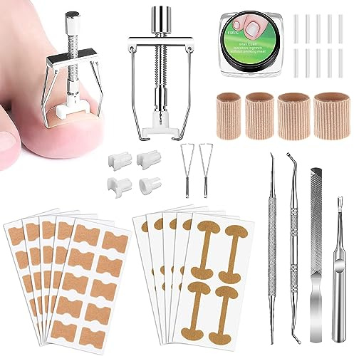 Eingewachsene Zehennägel Set, Zehennagel Korrektur Patch, Korrektor Pediküre, Eingewachsen Zehennägel Streifen, Edelstahl Fusspflege Set Professionell für Eingewachsene Fußnägel