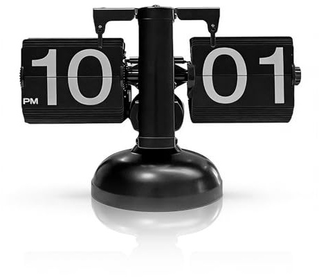 Natudeco Flip Clock Retro Flip Uhr Klappzahlenuhr Digitale Mechanische Tisch klappuhr Flip-Down-Uhr Desktop-Dekorationen Für Wohnzimmer Schlafzimmer Arbeitszimmer Büro(Schwarz)