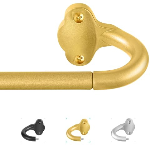 TVWOO Tringles à rideaux enveloppantes occultantes et ajustables de 1,6 cm de diamètre pour obscurcissement de pièce, incurvées et invisibles, tringle à rideau simple, 71,1 à 121,9 cm, laiton doré
