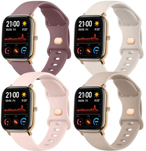 Tobfit 4 Pezzi Cinturino per Amazfit GTS 2 Mini/GTS 4 Mini/GTS 2/GTS, 20mm Cinturino in Silicone Morbido Cinturino per Amazfit Bip 3/Bip U/Bip Lite/Bip S/Bip/Amazfit GTS 4/GTS 3/GTS 2e/GTR 42mm