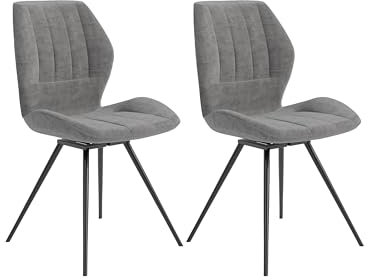 byLIVING Esszimmerstuhl Manhattan / 2er Set/Sitzschale Mikrofaser grau/Gestell Metall schwarz pulverbeschichtet/Esszimmerstuhl 360° drehbar/B 51, H 87, T 55 cm